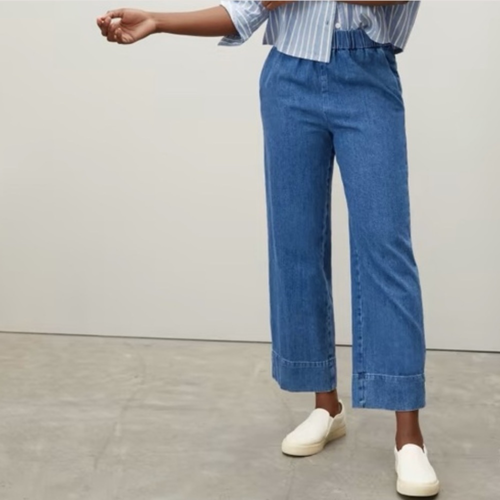 Everlane Organic Cotton The Easy Jean Wide Leg Cropped Jeans, Size 12